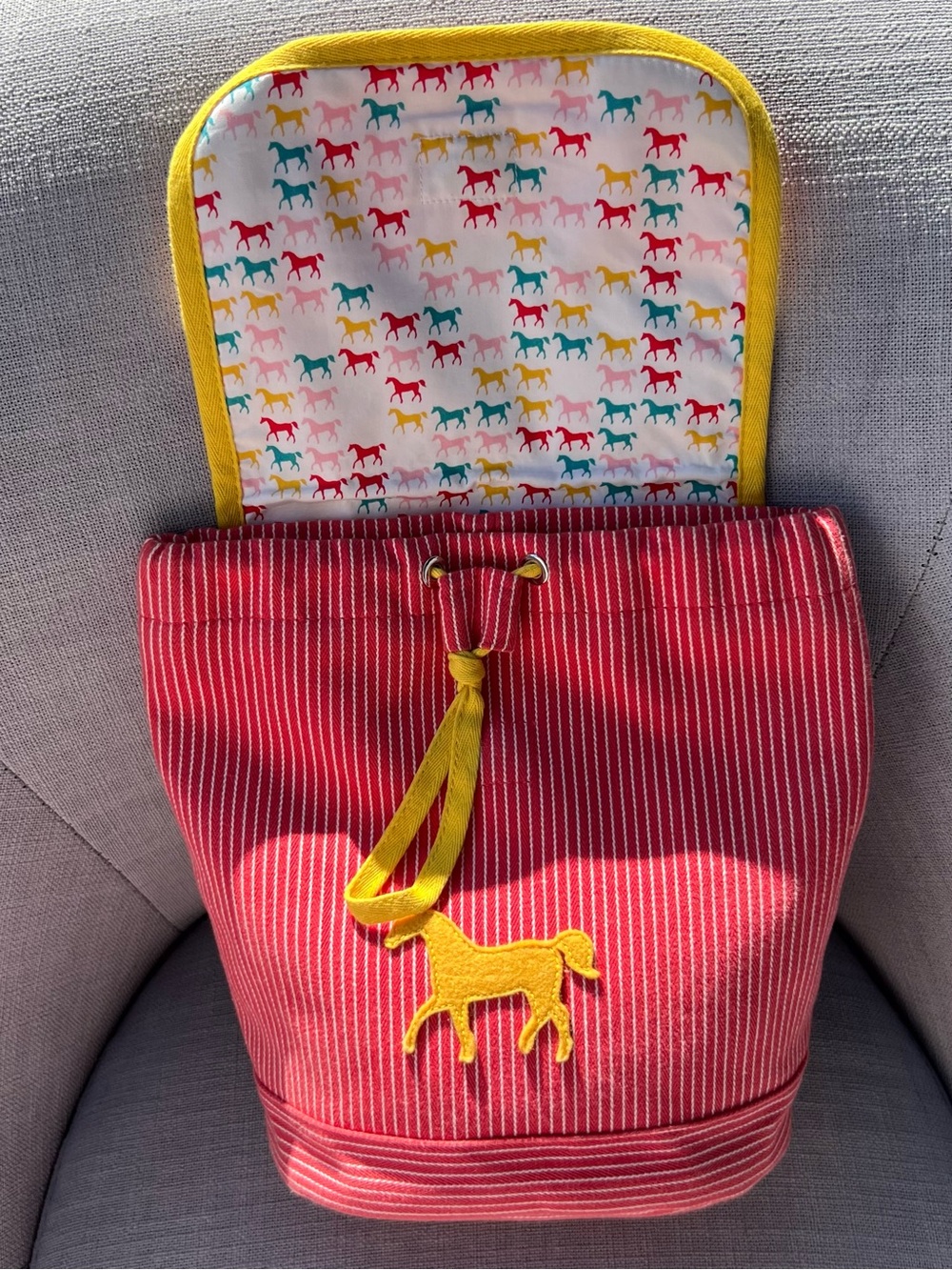 Hermès Rare Kids Horse Stripe Cavalcolor backpack in cotton horse felt patch - Picture 4 of 8